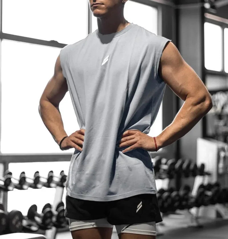 Sleeveless T-shirt Men Quick-drying Fitness Bodybuilding Shirt Male