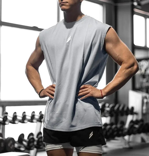 Sleeveless T-shirt Men Quick-drying Fitness Bodybuilding Shirt Male