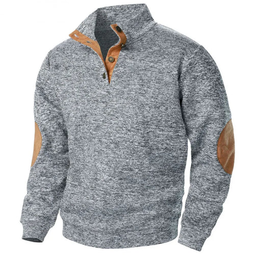 Men's Autumn Sweatshirt Patchwork Contrast Color Hoodies Stand Collar