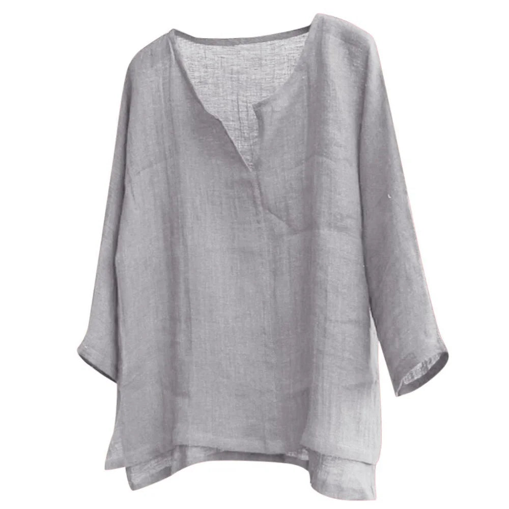 New Men's Summer Spring Long Sleeve Loose Shirt Solid Color Casual