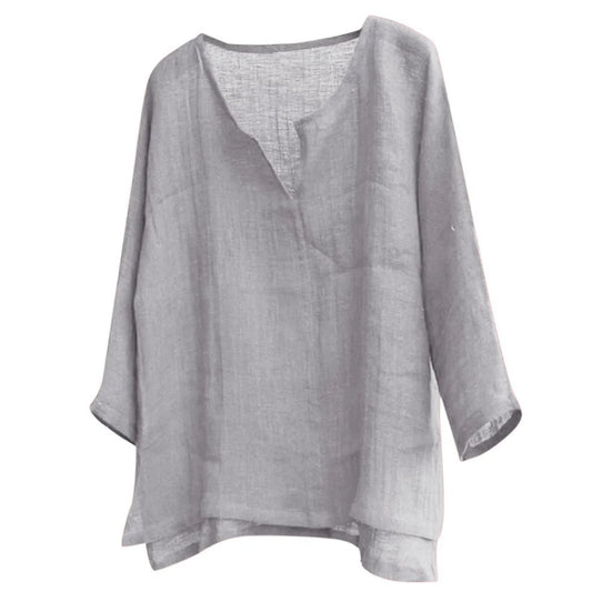 New Men's Summer Spring Long Sleeve Loose Shirt Solid Color Casual