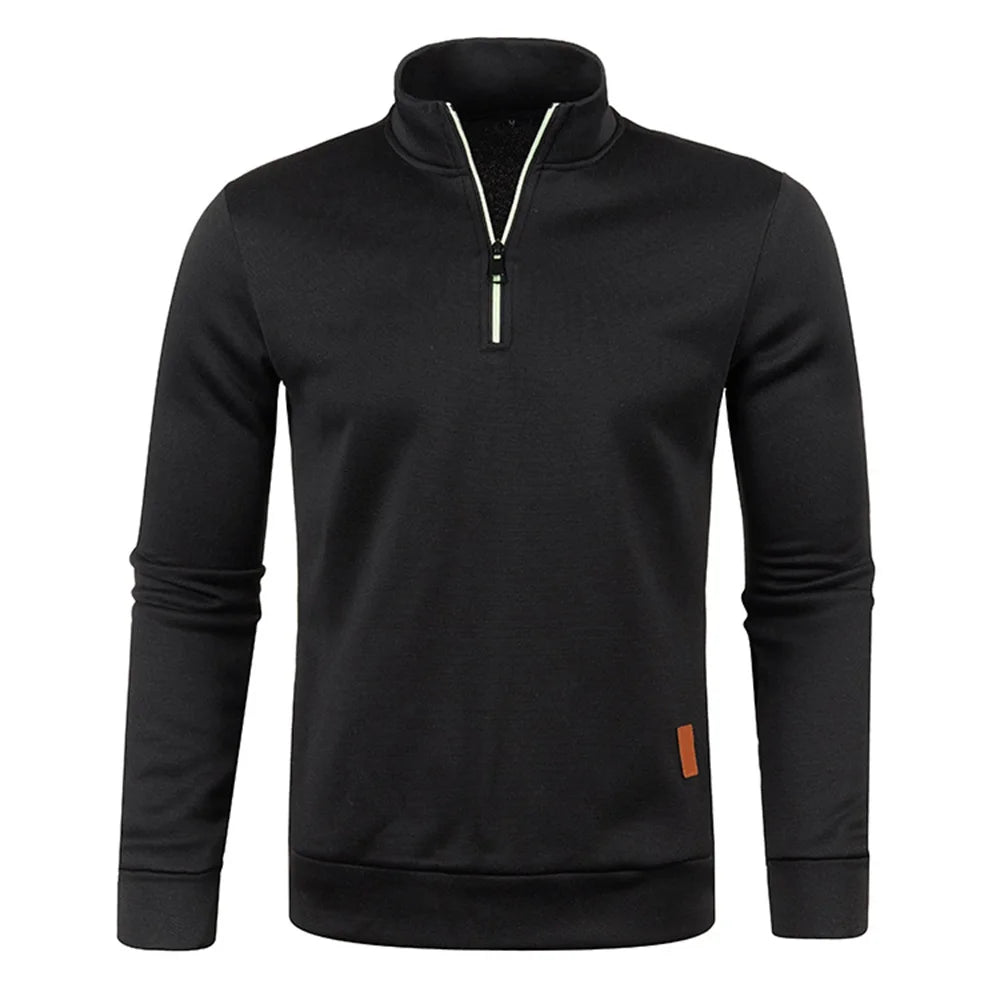 Men Pullover Men's Thicker Sweatshirts Half Zipper Pullover for Male