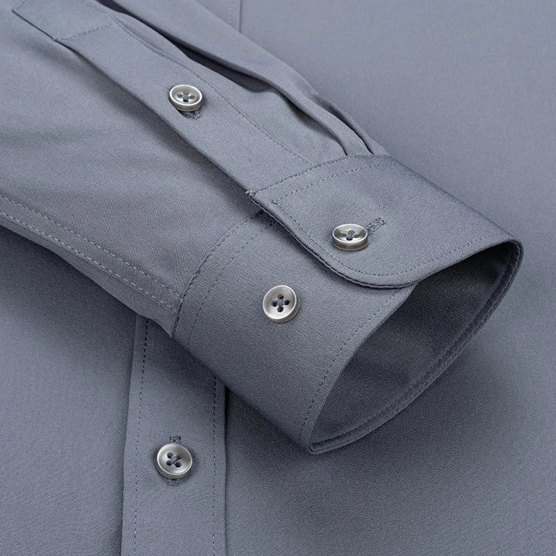 New Men's Solid Color Business Shirt Formal Fashion Thin Classic Basic