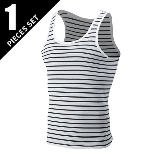 1/3 Men's Tank Top Four Seasons Black and White Solid Color Narrow