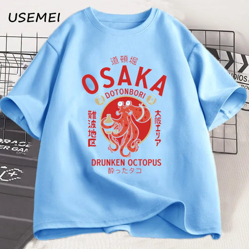 Osaka Dotonbori Drunken Octopus Graphic T Shirts Japanese Style Street