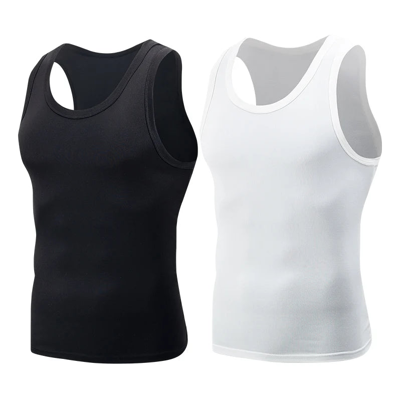 1/3 Men's Tank Top Four Seasons Black and White Solid Color Narrow