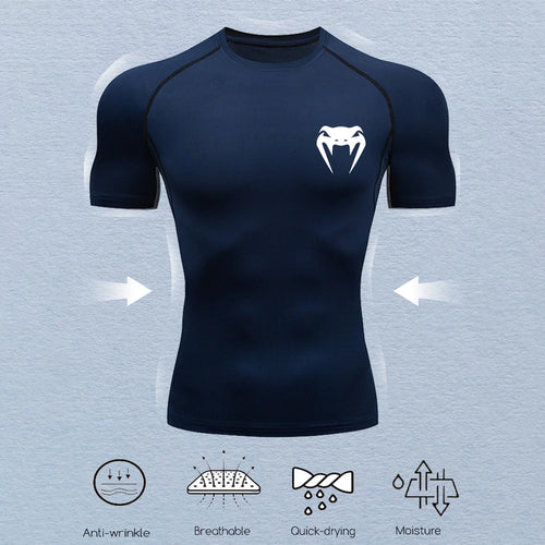 Men's Compression Shirts Fitness Snake Print Gym Shirts Quick Dry