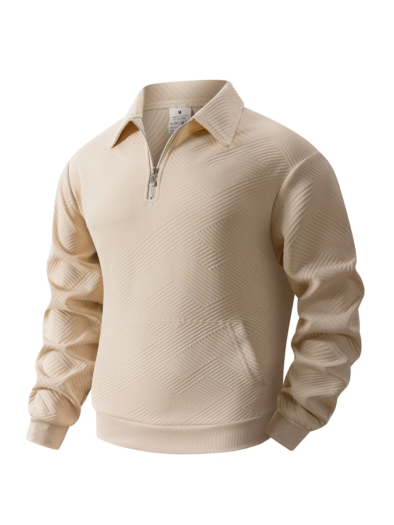 Autumn Men's Casual Sweatshirt Quarter Zip Solid Color Pullover