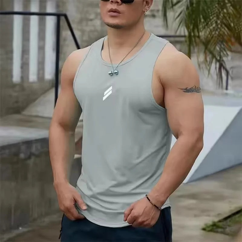 2025 Summer Men's tank top Casual Round Neck Mesh Undershirt Shirt