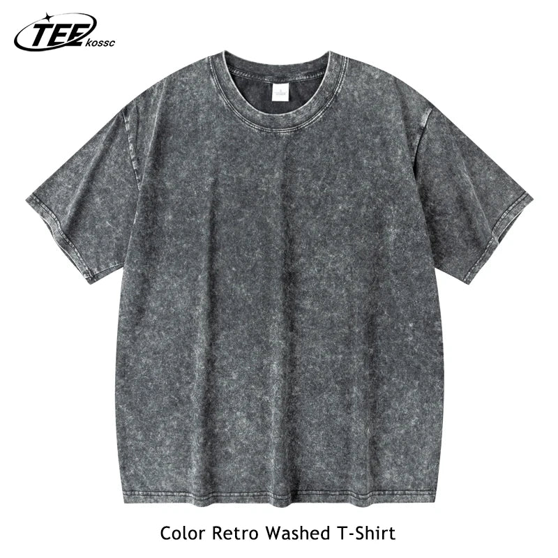 Couple Washed Retro 230g Heavy Duty Cotton Short Sleeved T-shirts