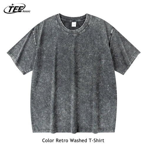 Couple Washed Retro 230g Heavy Duty Cotton Short Sleeved T-shirts