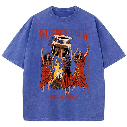 Witches Brew Coffee Black Magic Washed Retro Snow Mens T Shirt Summer