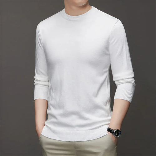 7 Colour Men's Round Neck Long Sleeved Solid Color Sweater Soft Warm