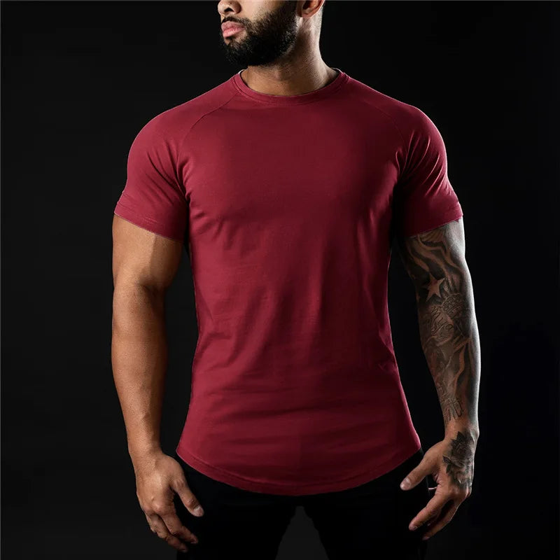 Cotton T-shirt Summer Men's Athleisure Workout short sleeve Muscle