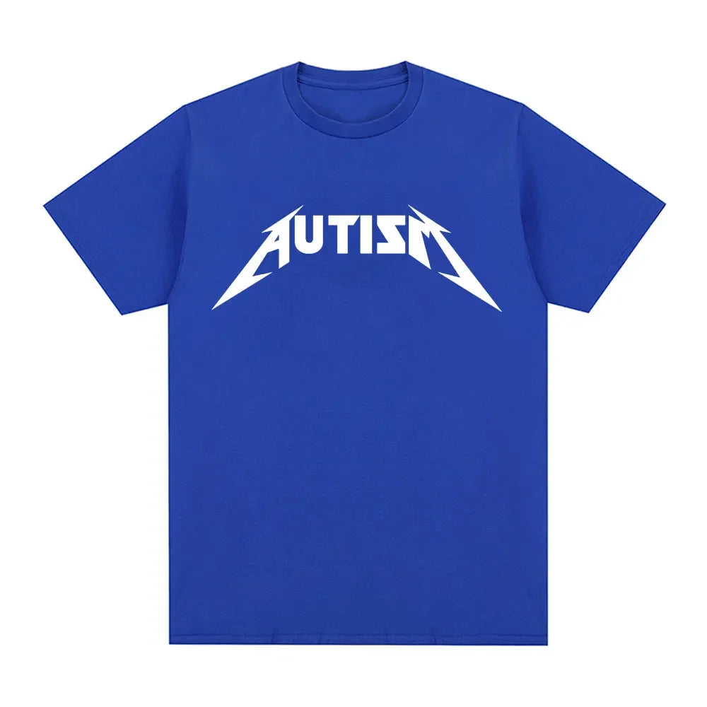 Autism Metal Rock Meme T-shirt Men Women Fashion Hip Hop Short Sleeve