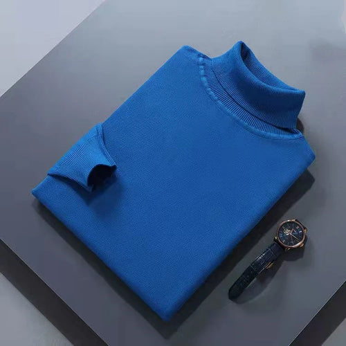 Turtleneck Men Pullover Cashmere Cotton Blend Knitted Sweater 2025