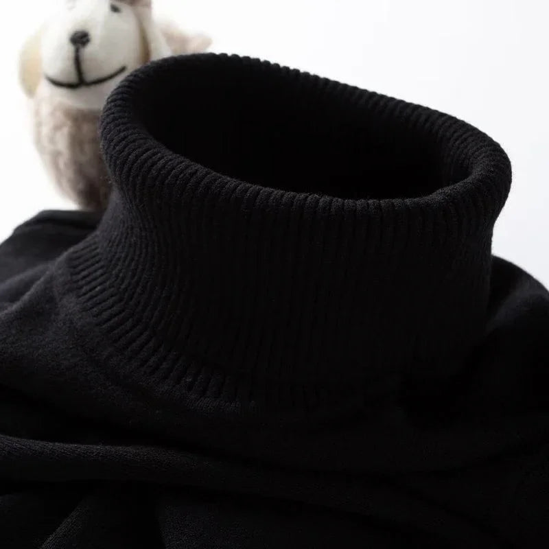 Mens Turtleneck Sweater Slim Fit Knitted Casual Pullover Lightweight