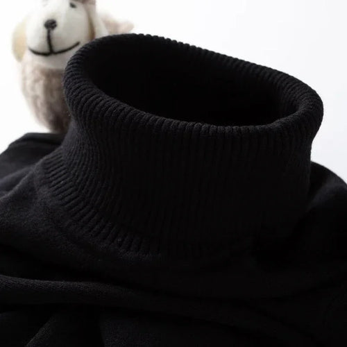 Mens Turtleneck Sweater Slim Fit Knitted Casual Pullover Lightweight