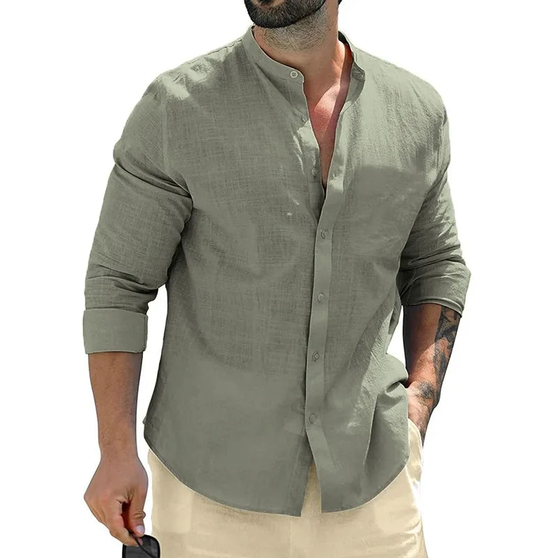 Autumn Mens Long Sleeve Shirts Cotton Business TShirts Men Breathable