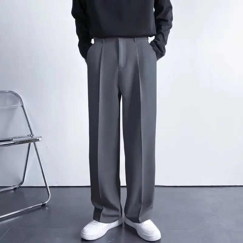 2025 New Men Straight Pants Fashion Korean Loose Suit Trousers Casual