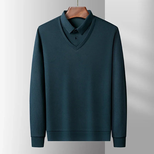 2025 New Men's Casual and Fashionable Long Sleeved Solid Color Fake