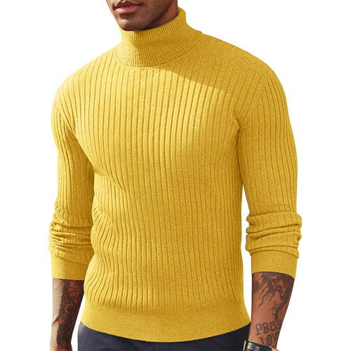 Autumn Men's Slim Fit Long Sleeve Turtleneck Sweater Casual Knitted