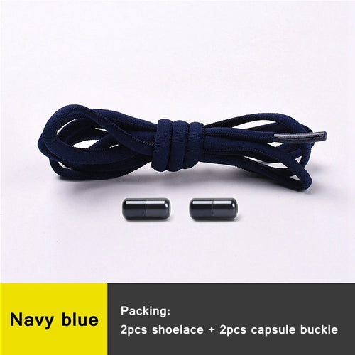21 Colors No Tie Shoelaces For Sneakers Elastic Shoe Laces Round Metal