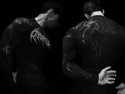 Men's Compression Sports Shirt  Gothic Lightning Print GYM Fitness Top