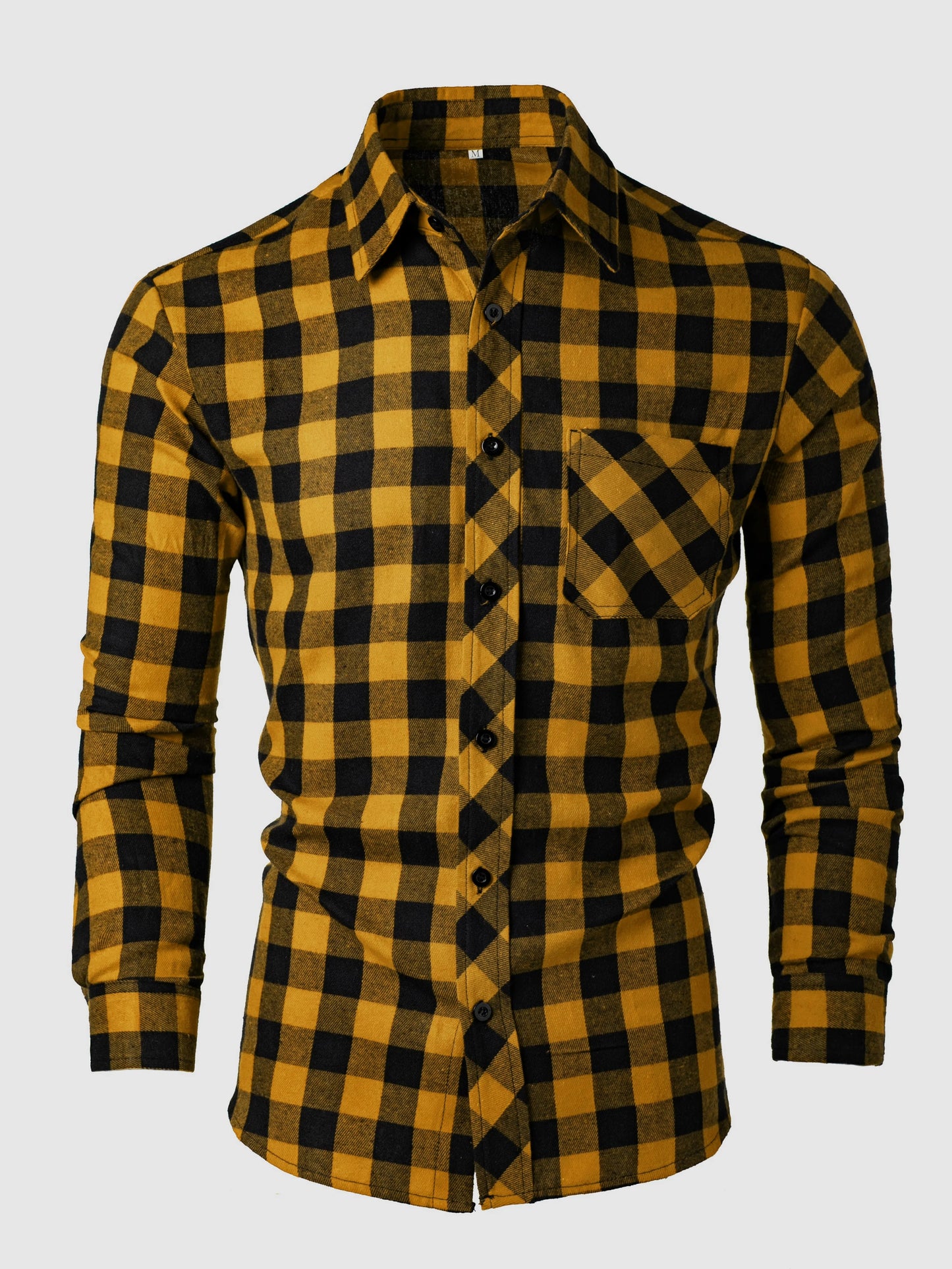 Men's Fashionable Casual Long-Sleeved Plaid Shirt, Spring and Autumn