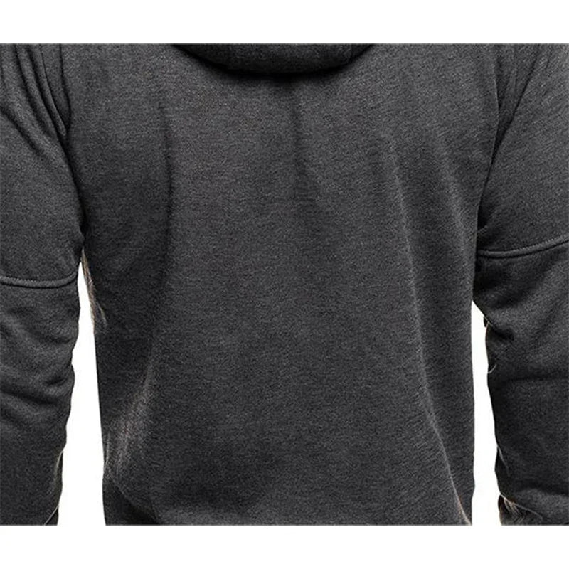 Solid color men's hooded jacket Casual long-sleeved hoodie Zipper Gym