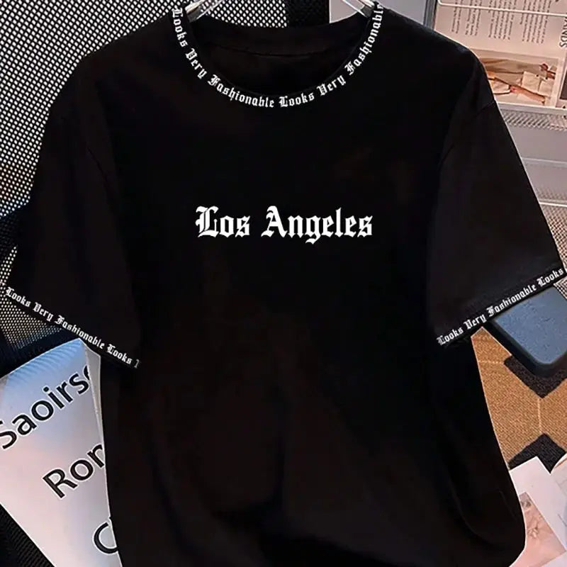 The 2025 summer new men's T-shirt 3D letter print casual loose
