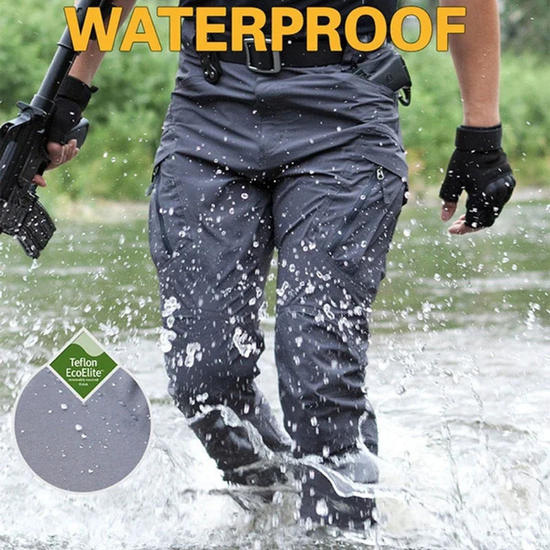 Men Cargo Pants Trousers Multi-pocket Waterproof Wear-resistant Casual