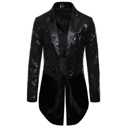 Men Shiny Sequin Glitter Embellished Blazer Jacket Men Nightclub Prom