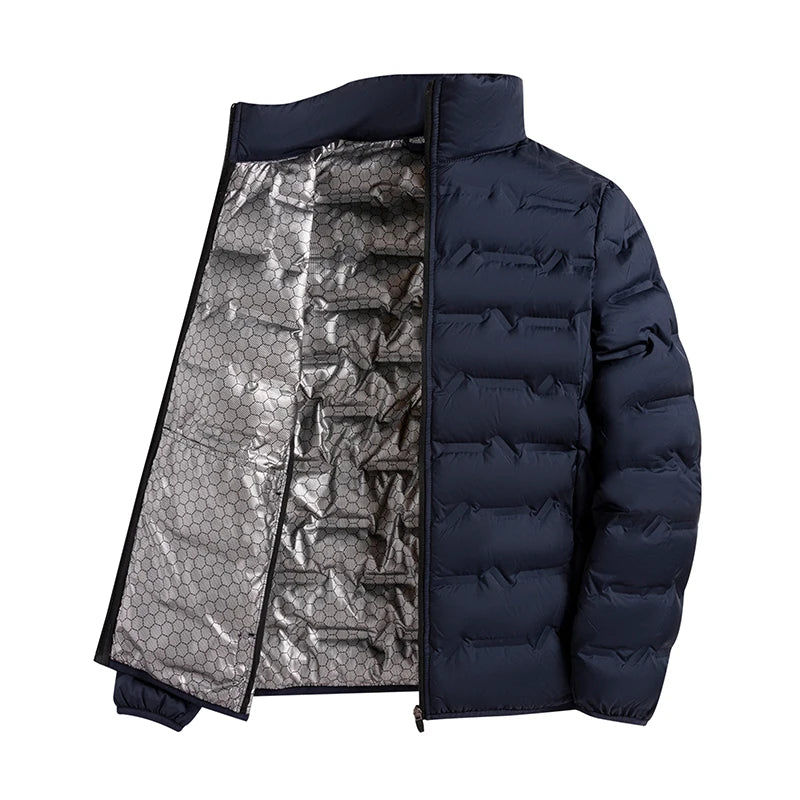 Graphene Self-heating Down Jacket Men Solid Windproof Pleated Down