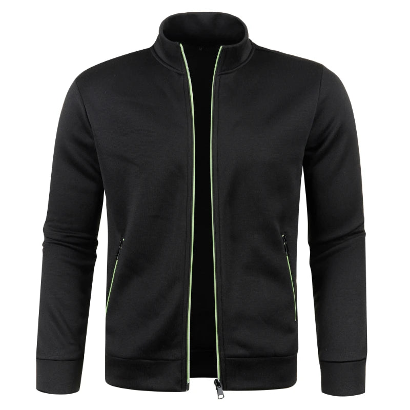 Autumn and Winter Men's New Long Zipper Color Block Sweater Sleeves