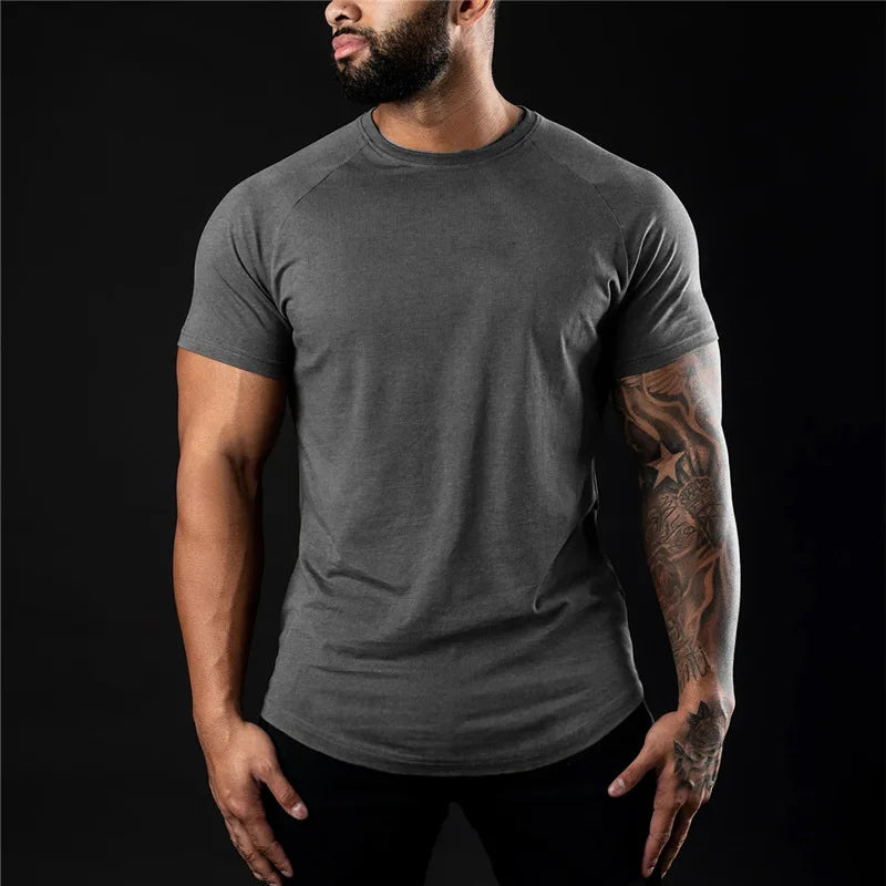 Cotton T-shirt Summer Men's Athleisure Workout short sleeve Muscle