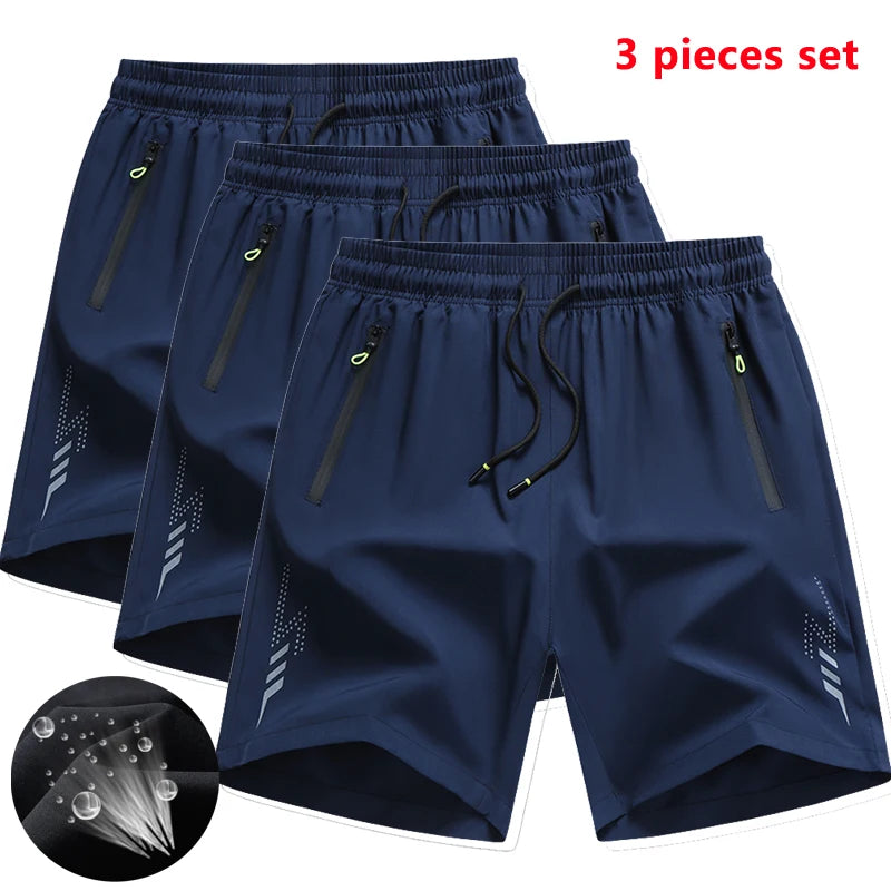 3 Pieces New Running Shorts Men Gym Sports Shorts Quick Dry Workout