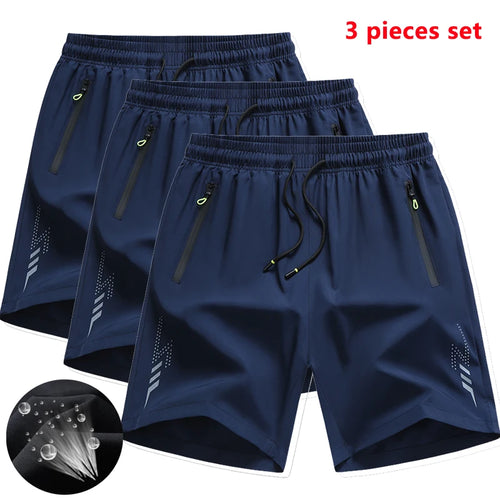 3 Pieces New Running Shorts Men Gym Sports Shorts Quick Dry Workout