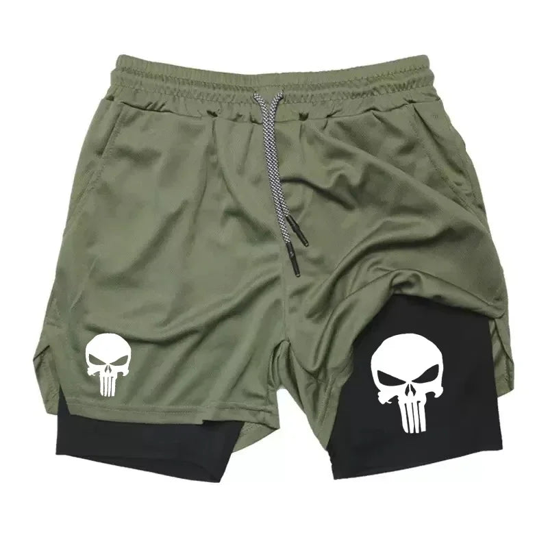 2-in-1 men's performance shorts, sports quick drying shorts with phone