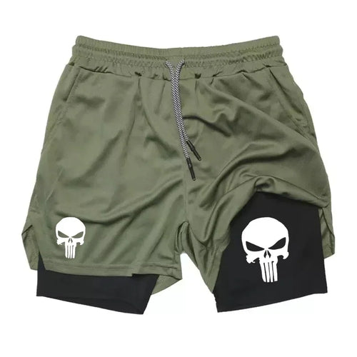2-in-1 men's performance shorts, sports quick drying shorts with phone