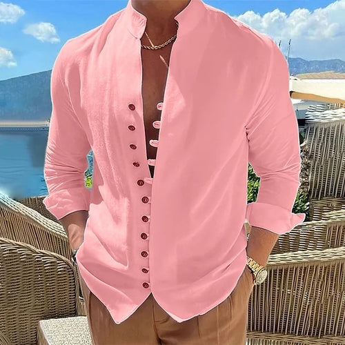 New Spring Autumn casual shirt loose Men's Solid Color Long Sleeve