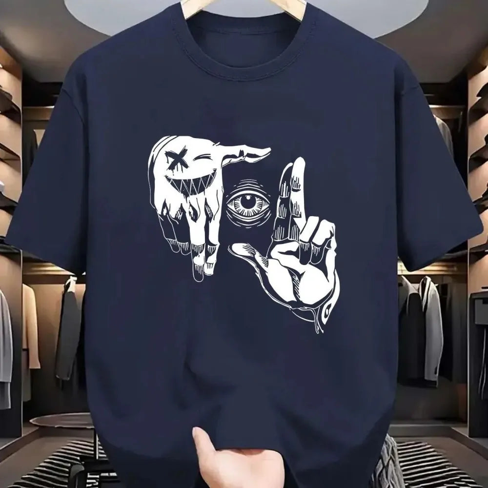 2025 Summer Men's Polyester Casual Breathable Round Neck T-shirt with