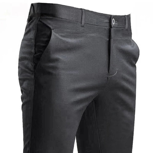 Men's Suit Pants Stretch Smart Casual Trousers Pocket Solid Color