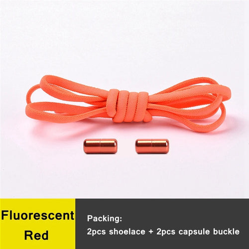 21 Colors No Tie Shoelaces For Sneakers Elastic Shoe Laces Round Metal