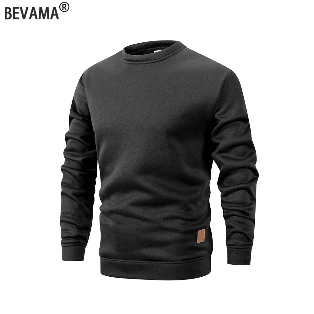 Men's Warm Crew Neck Sweatshirt Fleece Lined Thermal Pullover Autumn