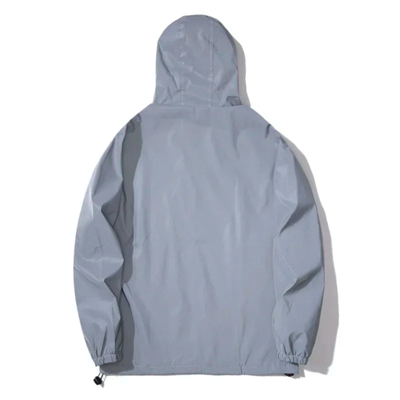 New Couple Night Reflective Clothing Solid Color Jacket Polyester