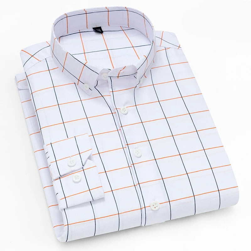 Hot New Men's Formal Shirts Long Sleeve Anti-Wrinkle Office Striped