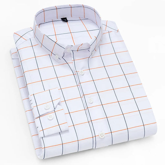 Hot New Men's Formal Shirts Long Sleeve Anti-Wrinkle Office Striped