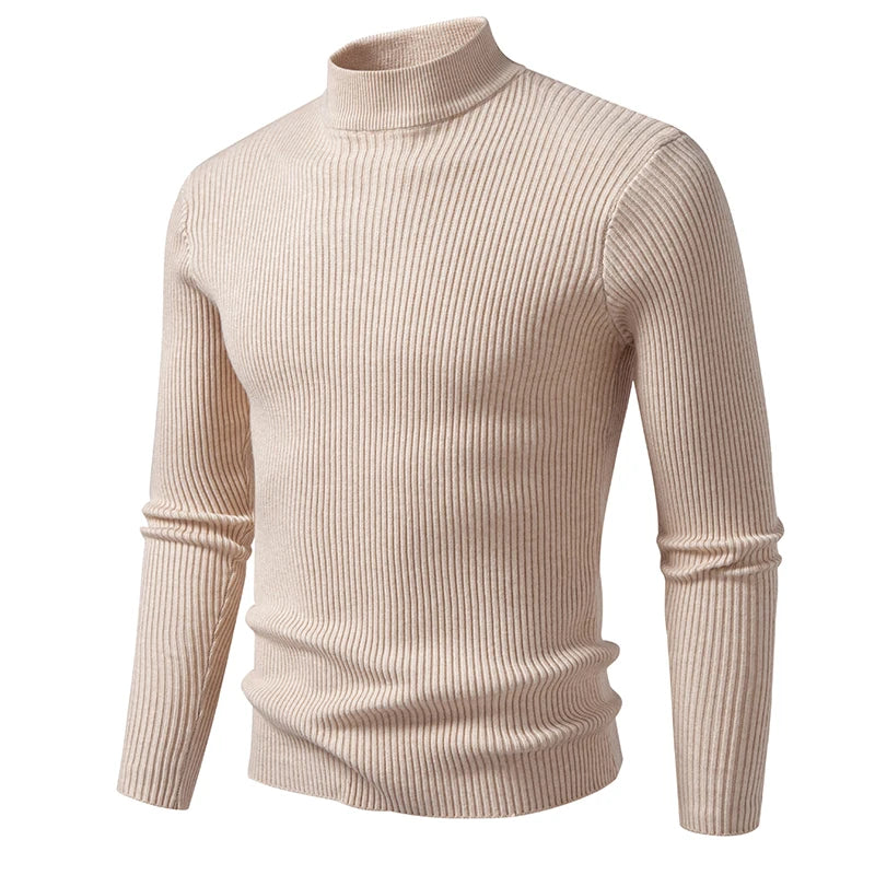Mens Mock Neck Pullover Sweater High Neck Turtleneck Long Sleeve