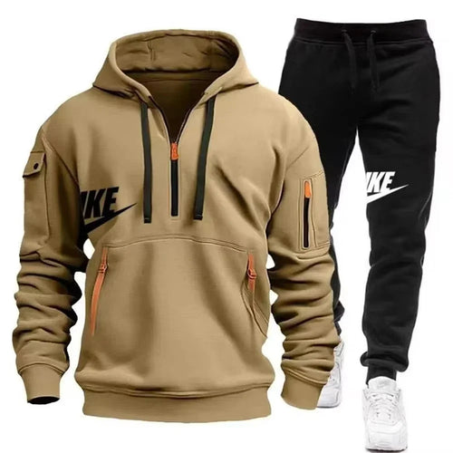 2025 New men's autumn and winter suit zipper hoodie + trousers suit